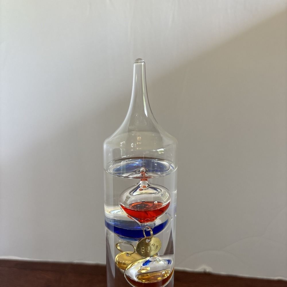 Galileo Thermometer Sink Glass Orb Floating Glass Bubbles 13" Tall Free Standing - Picture 4 of 7